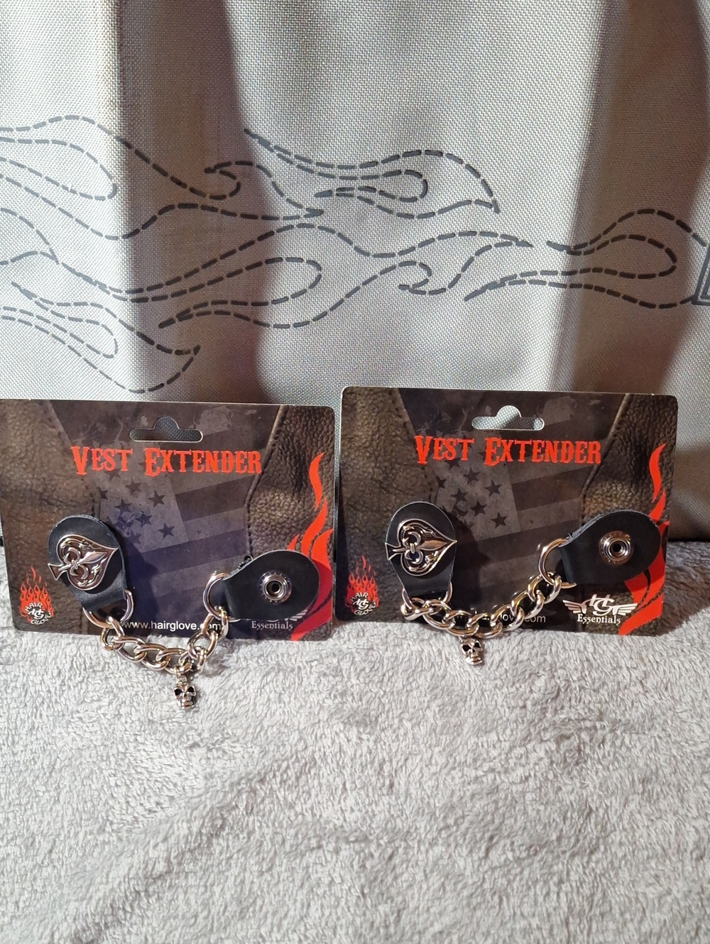 NWT Black Chain Vest Extender with Skull Charm - Men Accessories